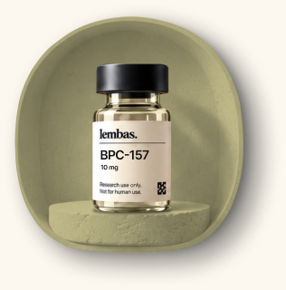 BPC-157 research vial in a sage stone niche